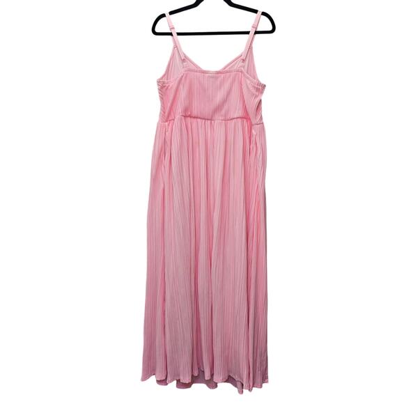 Torrid Dress Womens 1X Pink Pleated Maxi Spaghetti Strap Pockets Gender Reveal - Picture 2 of 11